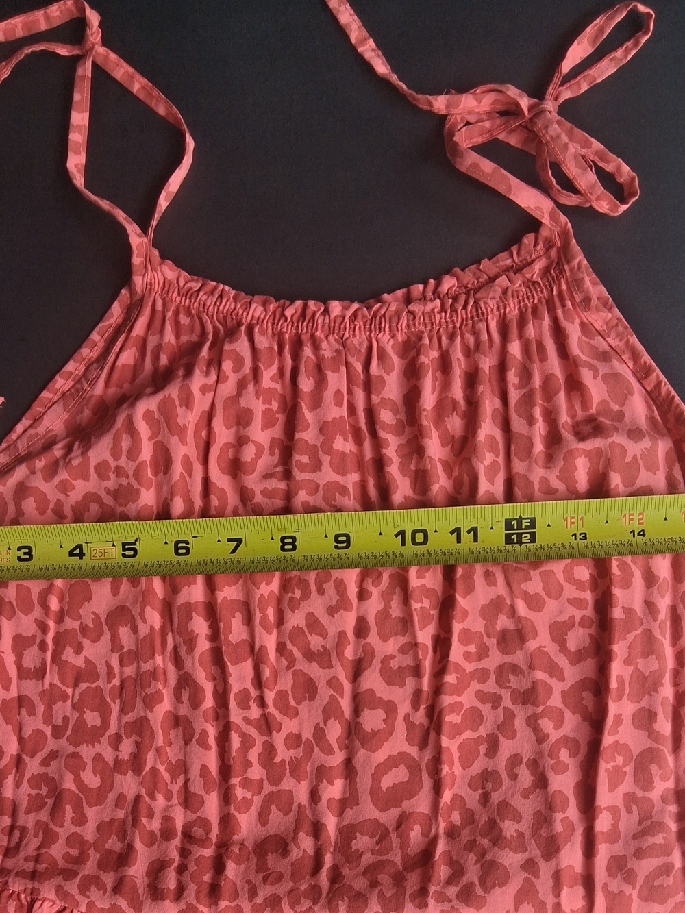 Made In Italy Coral Pink Leopard Print Midi Dress Elastic Neckline Viscose Size? - Picture 7 of 7
